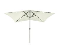 Parasol 200x300cm Sand Polyester Canopy Powder-Coated Steel Pole LEDs Solar tilt