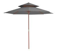 Parasol 270cm Anthracite Polyester Double-Deck Canopy Laminated Bamboo 38mm Pole