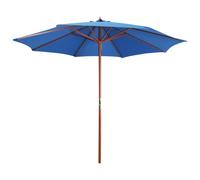 Parasol 300x258cm Blue Polyester Canopy Laminated Bamboo Hardwood Crank Vent 48