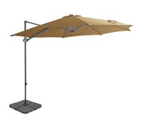 Parasol 3m Taupe Aluminium Steel Frame Plastic Base UV Tilt Crank 360°StableBase