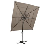 vidaXL 4-Tier Parasol with Aluminium Pole Taupe Outdoor Umbrella Sun Shelter