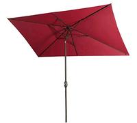 Parasol,6x6ft Outside Pool with Push Button Tilt and Crank, Square Parasol for Market Beach Garden Lawn, UV Protection Sun Shade Shelter (Dark Red)