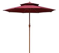 Parasol,9ft Round Imitation Wood Grain Outdoor Patio Market Table Umbrella with Ribs for Garden Lawn Deck Backyard & Pool