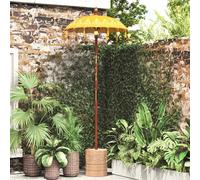Parasol Balinese style yellow cotton canopy 95x95x260cm solid wood pole rope hub