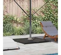 Parasol Base Black Steel 100x100x4cm Adjustable Feet Outdoor Heavy Square Stable