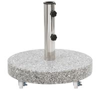Parasol Base Granite 30kg Round Grey 45cm with Wheels Stainless Steel Tube2bolts
