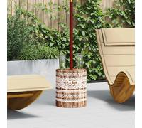 Parasol base Whitewashed solid wooden 34x34x40cm Balinese carved outdoor rustic