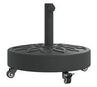 vidaXL Parasol Base with Wheels for Ø38/48 mm Poles, Patio Umbrella Holder Stand for Garden Balcony, Outdoor Umbrella Base for Parasols, 27 kg Round