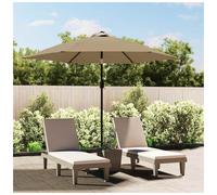 Parasol Canopy Taupe 300cm Polyester UV-Proof Outdoor Replacement Cover 6-Rib XL