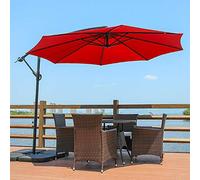 Parasol,Cantilever Garden Banana Parasol Patio Sun Shade, w/Crank Cross Base Hanging Offset Umbrella Frame,Beige