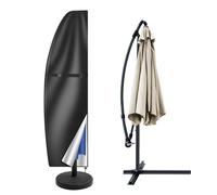 Parasol Cover Waterproof, Cantilever Parasol Protective Cover with Telescopic Pole and Zipper Fit for 1 to 3 m Large Umbrella Patio Parasol