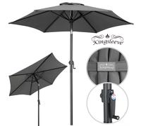 Kingsleeve® Fiji 2m Aluminium Garden Parasol with Crank Handle and Cover | 200cm Tilting Adjustable Patio Balcony Sun Umbrella | Foldable & Tiltable | Waterproof | Water-Repellent | Anthracite