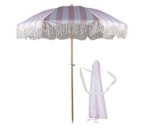 Parasol for Garden, Parasol Balcony with Fringes 8 Fiberglass Ribs UV Proof Large Outdoor Table Market Umbrella Parasol Beach for Deck Backyard Pool (Striped)