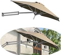 Parasol Garden Parasols Wall-Mounted Outdoor with Metal Pole Sun Shade UV-proof Umbrella, 7ft / 2.2m