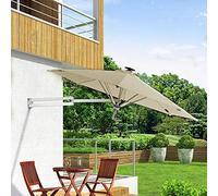 Parasol Garden Wall-Mounted Metal Pole 250 Cm Solar Sand Outdoor Recreat Umbrella (Khaki without LED)