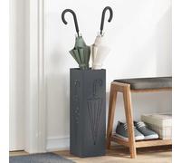 Parasol Holder Anthracite Metal 15.5 x 15.5 x 49 cm Rectangular Umbrella Stand with Drip Tray and Storage Space for Hallway, Office and Entrance Area