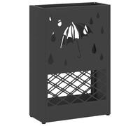 Parasol Holder Black Steel 28 x 12 x 41 cm with Drip Tray, Umbrella Stand for Entrance Area, Hallway, Office, Modern Umbrella Shelf and Stick Holder for Order and Storage