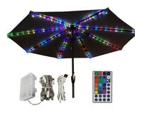 Parasol Lights,Patio Umbrella Lights,Outdoor Table Umbrella String Lights with Remote & Timer,2 in1 Battery and USB Powered 16 Color RGB Lighting IP67 Waterproof for Beach Pool Camping Christmas