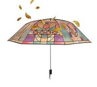 Parasol Parasol - Foldable with Decorative Stained Glass - Artistic Design with Sturdy Frame for Travel, Beach, Garden, Patio, University