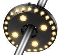 Parasol Patio Umbrella Light, 28 LED Lights at 200 lumens 3 Lighting Modes Cordless 4 x AA Battery Operated, Umbrella Pole Light for Patio Umbrellas, Camping Tents or Outdoor Use (Warm White)
