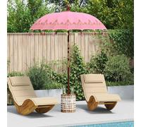 Parasol Pink 185x185cm Cotton & Solid Wood Base Carved Balinese 260cm Terrace XL