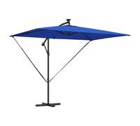 vidaXL Cantilever Banana Parasol - Polyester & Aluminium, LED Strip - Green 294 x 200 x 254 cm