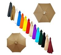 Parasol Replacement Canopy 2.5m, 2.7m, 4.0m, 6 Ribs/8 Ribs, Garden Umbrella Replacement Cover, for Yard, Beach, Garden Umbrella, Canopy Only, Beige(Khaki,2.7m/8-Ribs)