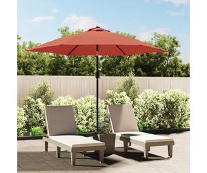 Parasol Replacement Fabric Terracotta 300 cm Polyester 6-Rib UV Cover Anti-Fade