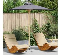 Parasol Round Dark Grey 217x230cm Bamboo Frame UV-Resistant Outdoor Umbrella Pro