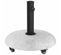 Parasol Stand 21 kg Light Grey Concrete Round, Rollable and Stable for Garden, Patio, Balcony, Weatherproof with Steel and PVC, Space-Saving, Ideal Parasol Base for Outdoor Use