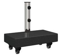 Parasol Stand Granite Black 45 x 25 x 45 cm with Wheels, Heavy Base for Garden, Balcony, Patio, Weatherproof Bracket, Space-Saving and Stable for Outdoor Sun Protection