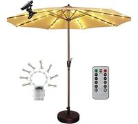 Parasol String Lights Camping Tent Lights with Remote Control Waterproof 10-Level Brightness Adjustment 8 Lighting Modes Outdoor Parties Patios Gardens Terraces Pools