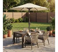 Parasol Sun Umbrella with LED Lights, Beige / 2.1 m