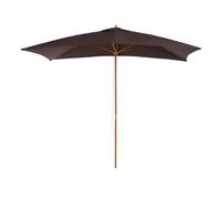 Parasol Umbrella Coffee 3x2m Wooden Pole 245cm High 6-Rib 180g Polyester Outdoor
