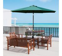 Parasol Umbrella Patio Garden Shade 24 LED Solar Powered Lighting Hand Crank