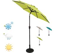 Parasol Umbrella Patio Umbrella with Push Button Tilt, UV Protection Protective Cover Market Table Umbrella, with 8 Sturdy Ribs, Green/Beige/Blue (Color : Green)
