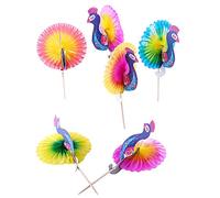 Parasol Umbrella Sticks,50pcs Drink Fruit Cake Sticks Picks Party Decor Peacock Umbrella Cocktail Firework Goldfish(Peacock Sign)