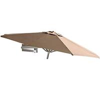 Parasol Wall-Mounted Patio Stronger Frame Outdoor With 8 Ribs, Aluminium Tilting Sunshade Beach Umbrella Shade