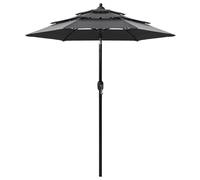 vidaXL 3-Tier Parasol with Aluminium Pole Black Outdoor Patio Sunshade Cover
