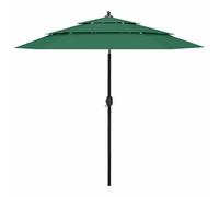 vidaXL 3-Tier Garden Parasol with Aluminium Pole Canopy Outdoor Umbrella Green