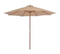 vidaXL Outdoor Parasol with Wooden Pole 300cm Taupe Garden Umbrella Sunshade