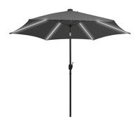 vidaXL Garden Parasol with LED Lights and Aluminium Pole 300 cm Anthracite, Black