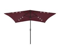 vidaXL Garden Parasol with LEDs and Steel Pole Outdoor Umbrella Bordeaux Red
