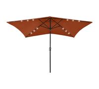 Parasol with LEDs and Steel Pole Outdoor Umbrella Canopy Sun Shelter vidaXL