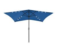 vidaXL Garden Parasol with LEDs and Steel Pole Outdoor Umbrella Azure Blue