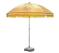Parasols 8.2Ft Striped Beach Uv Portable Outdoor Patio Garden Umbrella Sun Shelter with 8 Sturdy Ribs Crank (Yellow and White Stripes A)