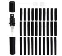 Parastar 34 PCS Plastic Spray Bottles Set,Mini Travel Spray Bottles with Spring-Loaded Dropper & Perfume Separator,2/3/5ML Refillable Small Perfume Atomiser Spray Bottle with Coloured Labels (Black)
