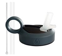 Paravalve High Performance Straw Lid for wide mouth water bottles, Leak-Proof, Smart-Vent, Insulated, Soft Touch Ring Handle, BPA Free