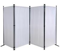 Paravent 220 x 165 cm Fabric Room Devider Garden 4-Part Patrition Wall Foldable Balcony Privacy Screen White