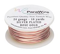 ParaWire Rose Gold-Finished Silver-Plated Copper Craft Wire 24-Gauge 10-Yards with Clear Protective Coating